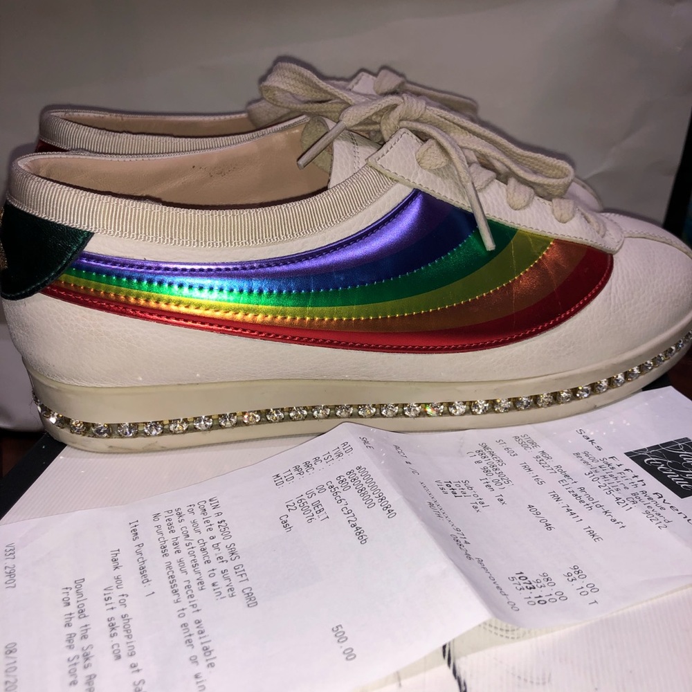 GUCCI Falacer Rainbow Crystal Sneakers
